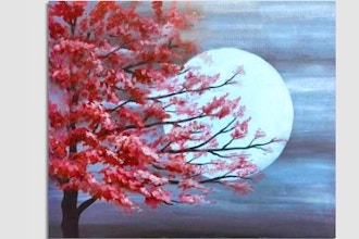 Paint Nite: Red Tree in Moonlight